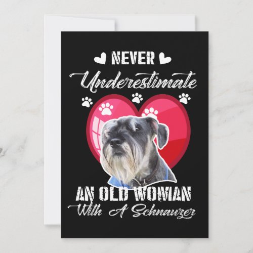 Never Underestimate an old woman with a schnauzer Holiday Card