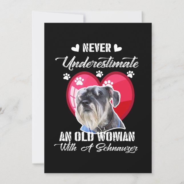 Never Underestimate an old woman with a schnauzer Thank You Card (Front)