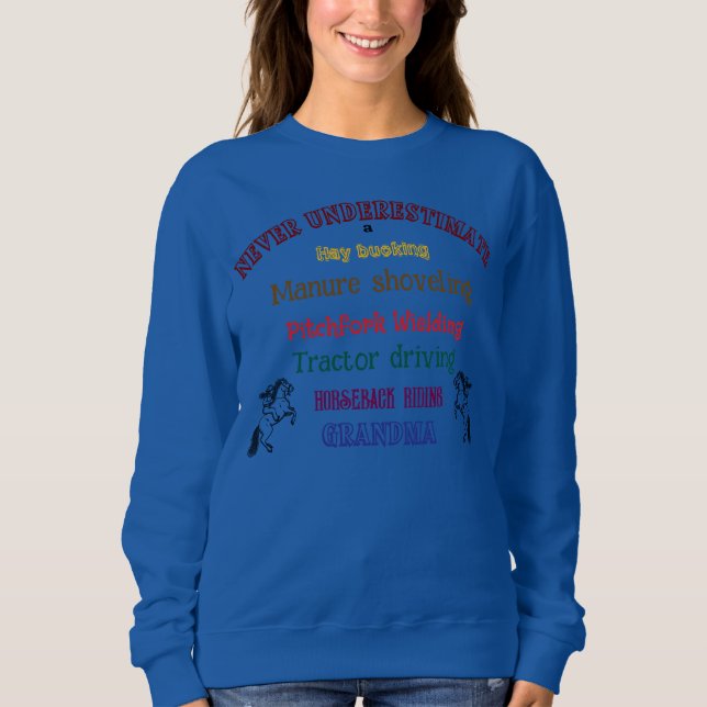 Never Underestimate Grandma Funny Saying Sweatshirt (Front)