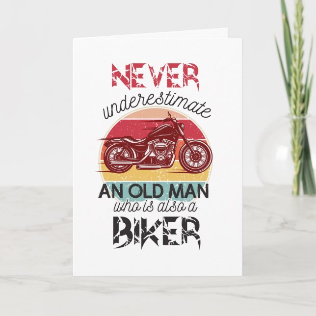 Never Underestimate Old Man Biker  Letterpress Thank You Card (Front)