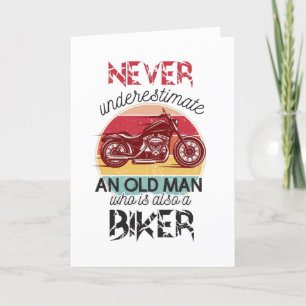 Never Underestimate Old Man Biker Letterpress Thank You Card