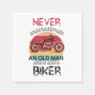 Never Underestimate Old Man Biker Napkins