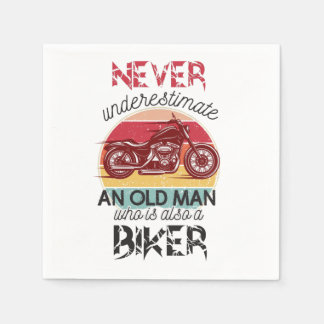 Never Underestimate Old Man Biker Napkins