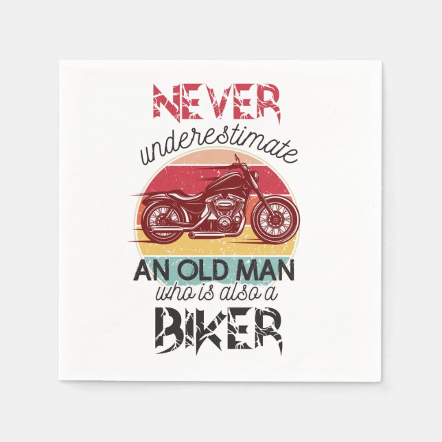 Never Underestimate Old Man Biker  Napkins (Front)