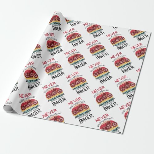 Never Underestimate Old Man Biker Wrapping Paper