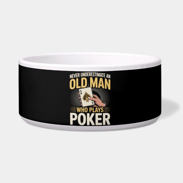 Never Underestimate Old Man Poker Card Bowl (Front)