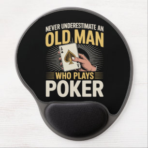 Never Underestimate Old Man Poker Card Gel Mouse Pad