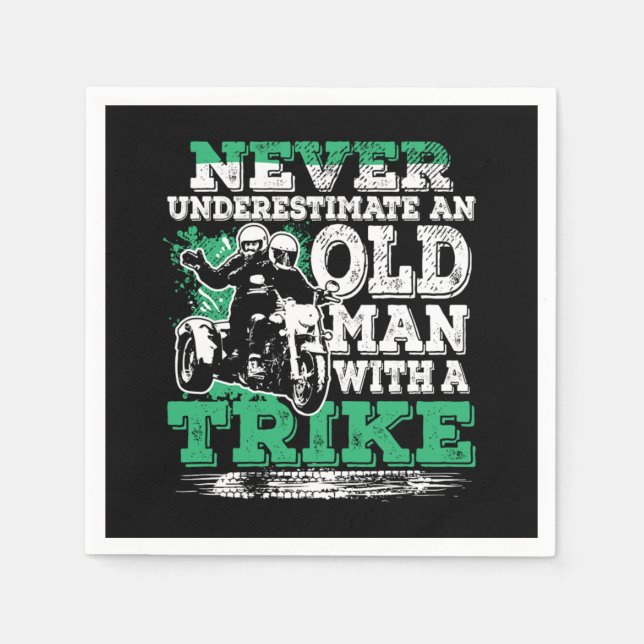 Never Underestimate Old Man With A Trike Napkins (Front)