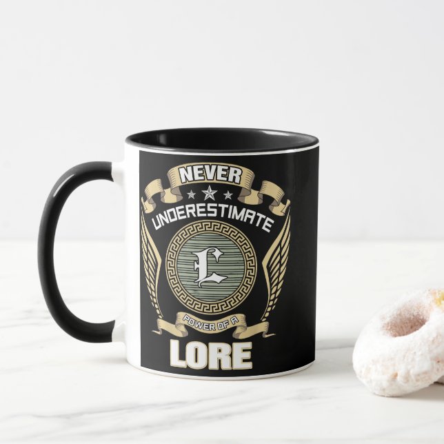 NEVER_UNDERESTIMATE_POWER_OF_A_LORE MUG (With Donut)
