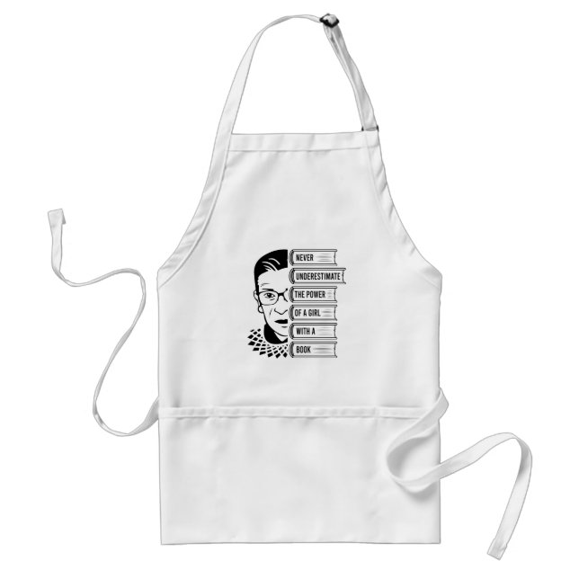 Never Underestimate Power of Girl With Book Adult Apron (Front)