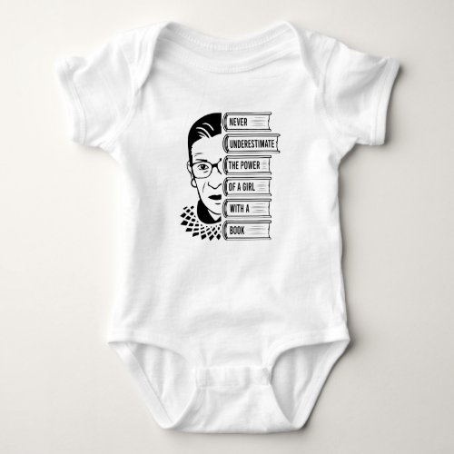 Never Underestimate Power of Girl With Book Baby Bodysuit