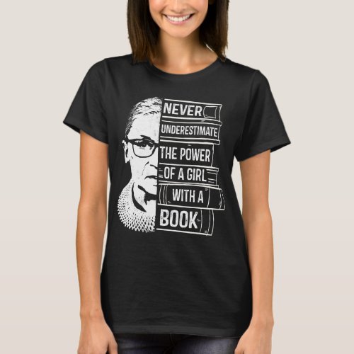 Never Underestimate Power of Girl With Book Shirt