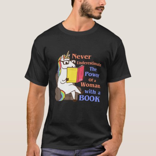 Never Underestimate Power Of Girl With Book T_Shirt
