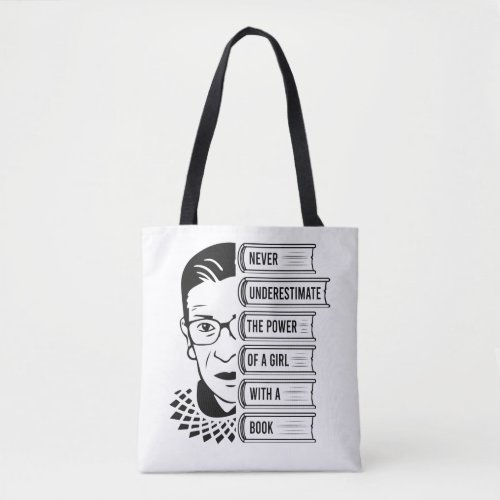 Never Underestimate Power of Girl With Book Tote Bag