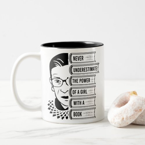 Never Underestimate Power of Girl With Book Two_Tone Coffee Mug