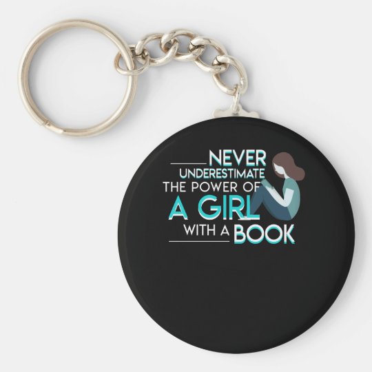 Never Underestimate Reading Book Women Keychain