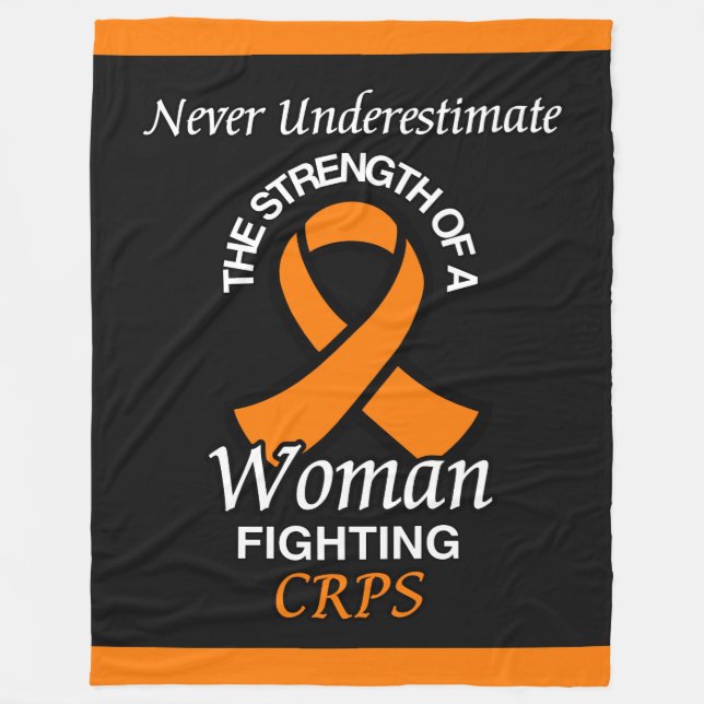 Never Underestimate/Ribbon/Woman...CRPS Fleece Bla (Front)