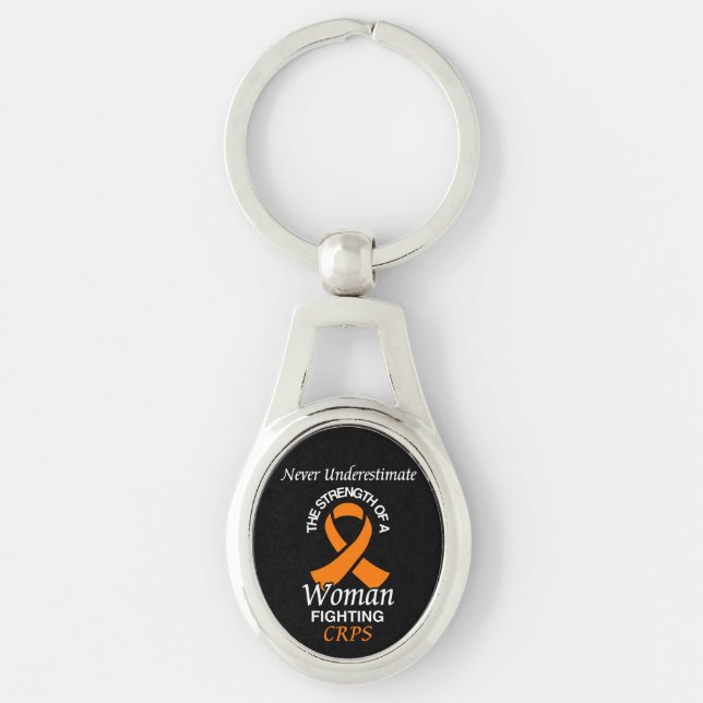 Never Underestimate/Ribbon/Woman...CRPS Keychain (Front)