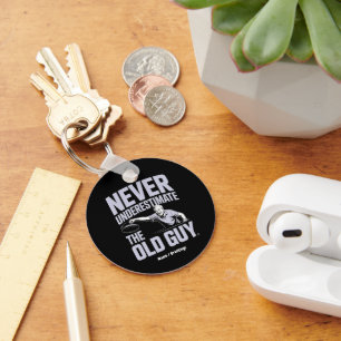 Never Underestimate The Old Guy Funny Disc Golf Keychain