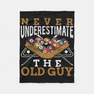 Never Underestimate The Old Guy Retro Pool Billiar Fleece Blanket