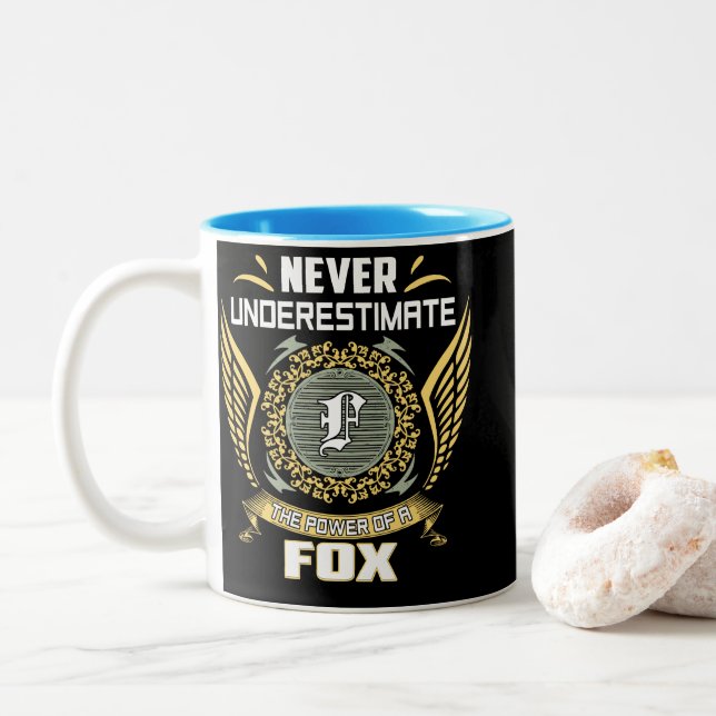 Never Underestimate The Power Of A Fox Two-Tone Coffee Mug (With Donut)