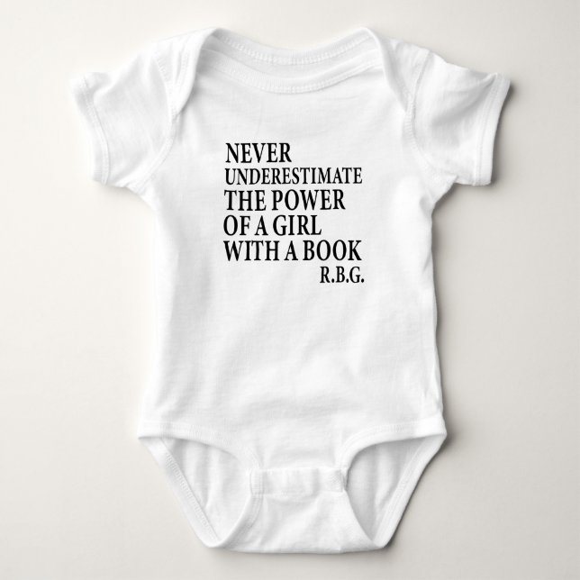 Never Underestimate The Power of a Girl Baby Bodysuit (Front)