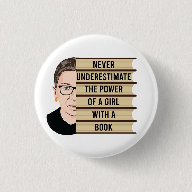 Never Underestimate The Power of a Girl Button (Front)