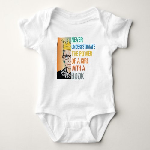 Never Underestimate the Power of a Girl With Book Baby Bodysuit