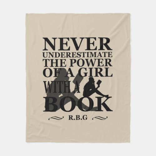 Never Underestimate the power of a girl with book Fleece Blanket