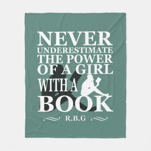 Never Underestimate the power of a girl with book Fleece Blanket