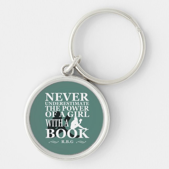 Never underestimate the power of a girl with book keychain (Front)