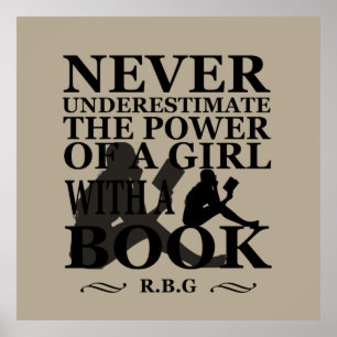 Never underestimate the power of a girl with book poster