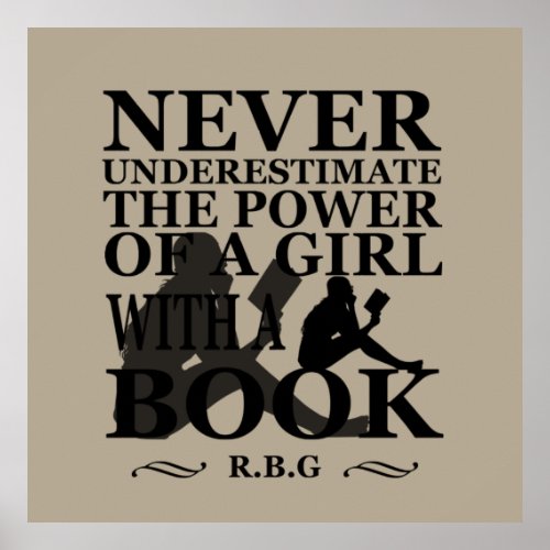 Never underestimate the power of a girl with book poster