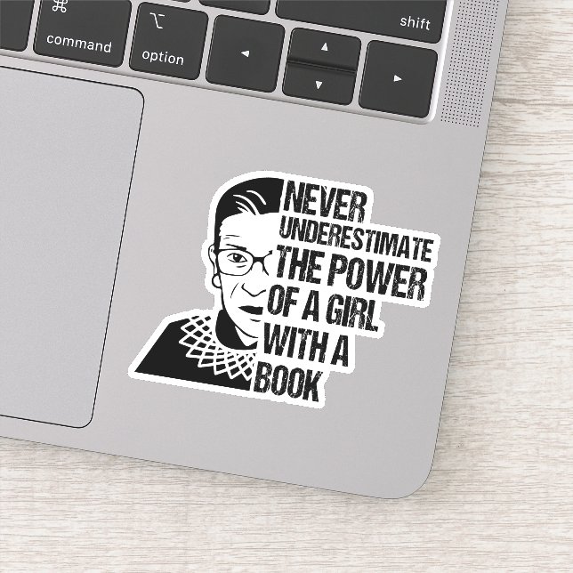 Never Underestimate The Power of a Girl With Book Sticker (Detail)