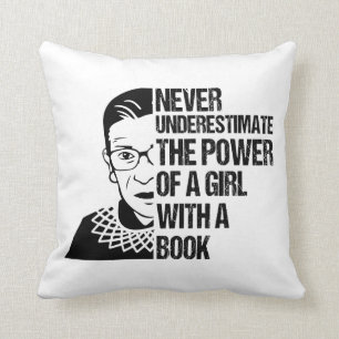 Never Underestimate The Power of a Girl With Book Throw Pillow