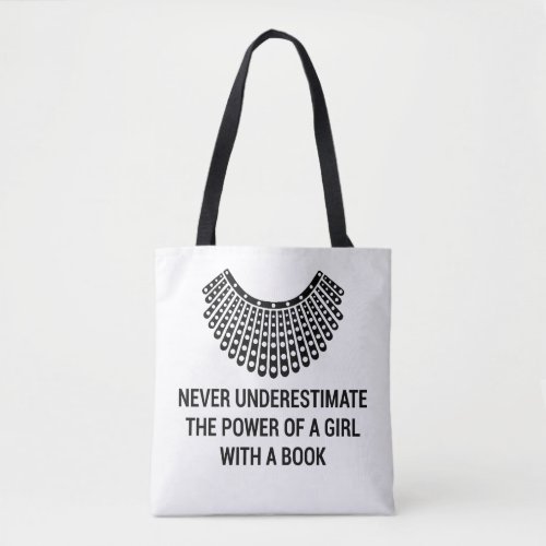 Never underestimate the power of a girl with book tote bag