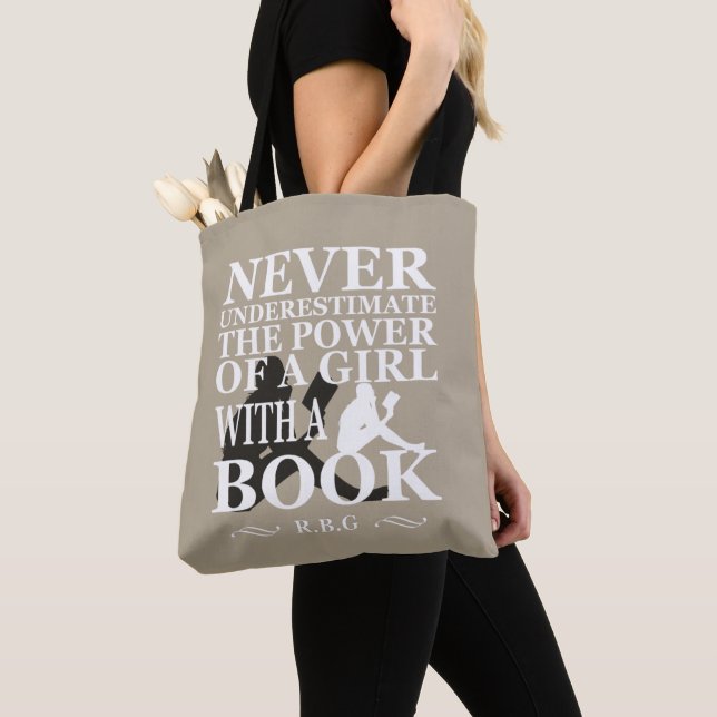 Never underestimate the power of a girl with book tote bag (Close Up)