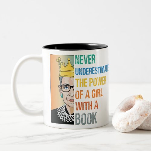 Never Underestimate the Power of a Girl With Book Two_Tone Coffee Mug