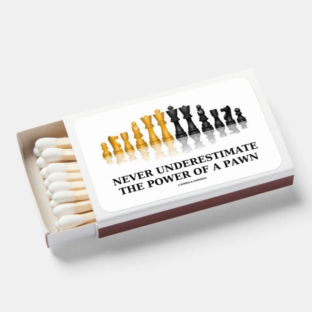 Never Underestimate The Power Of A Pawn Chess Geek Matchboxes (Front Open)