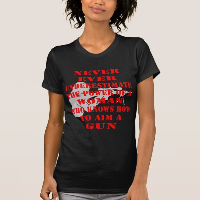 Never Underestimate The Power Of A Woman Who Knows T-Shirt (Front)