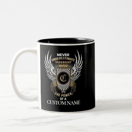 Never Underestimate the power of Custom Surname Two_Tone Coffee Mug