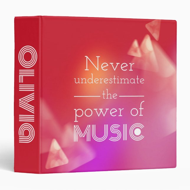 Never underestimate the power of music 3 ring binder (Front/Spine)