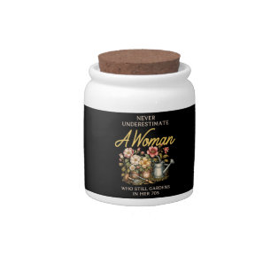 Never Underestimate Woman Gardening Vintage 70s Candy Jar