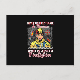 Never Underestimate Woman Who Is Also Firefighter Holiday Postcard