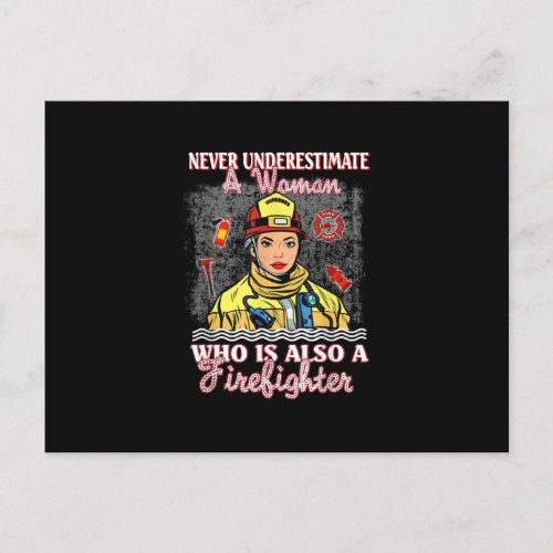 Never Underestimate Woman Who Is Also Firefighter Holiday Postcard