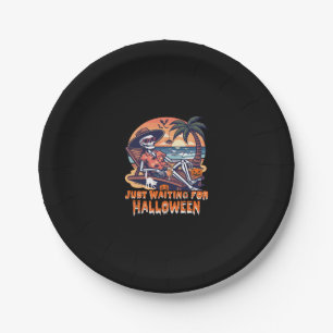 Never Waiting for Halloween Skeleton Paper Plates