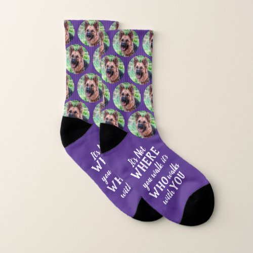 Never Walk Alone Cute Purple Pet Photo Dog Socks