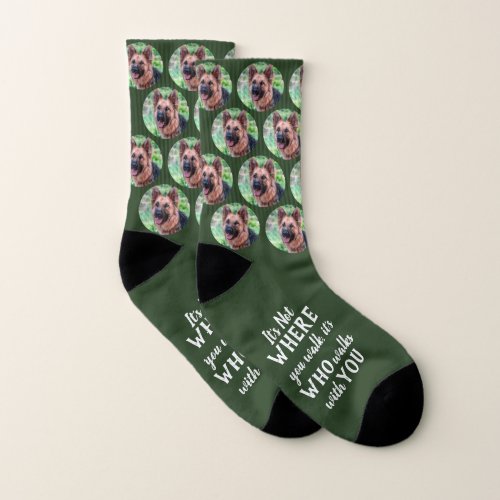 Never Walk Alone Green Photo Pet Dog Socks