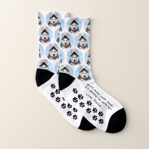 Never Walk Alone Memorial Socks Cute Pet Dog Photo