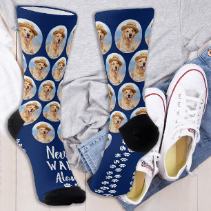Never Walk Alone Paw Prints Custom Pet Photo Dog Socks